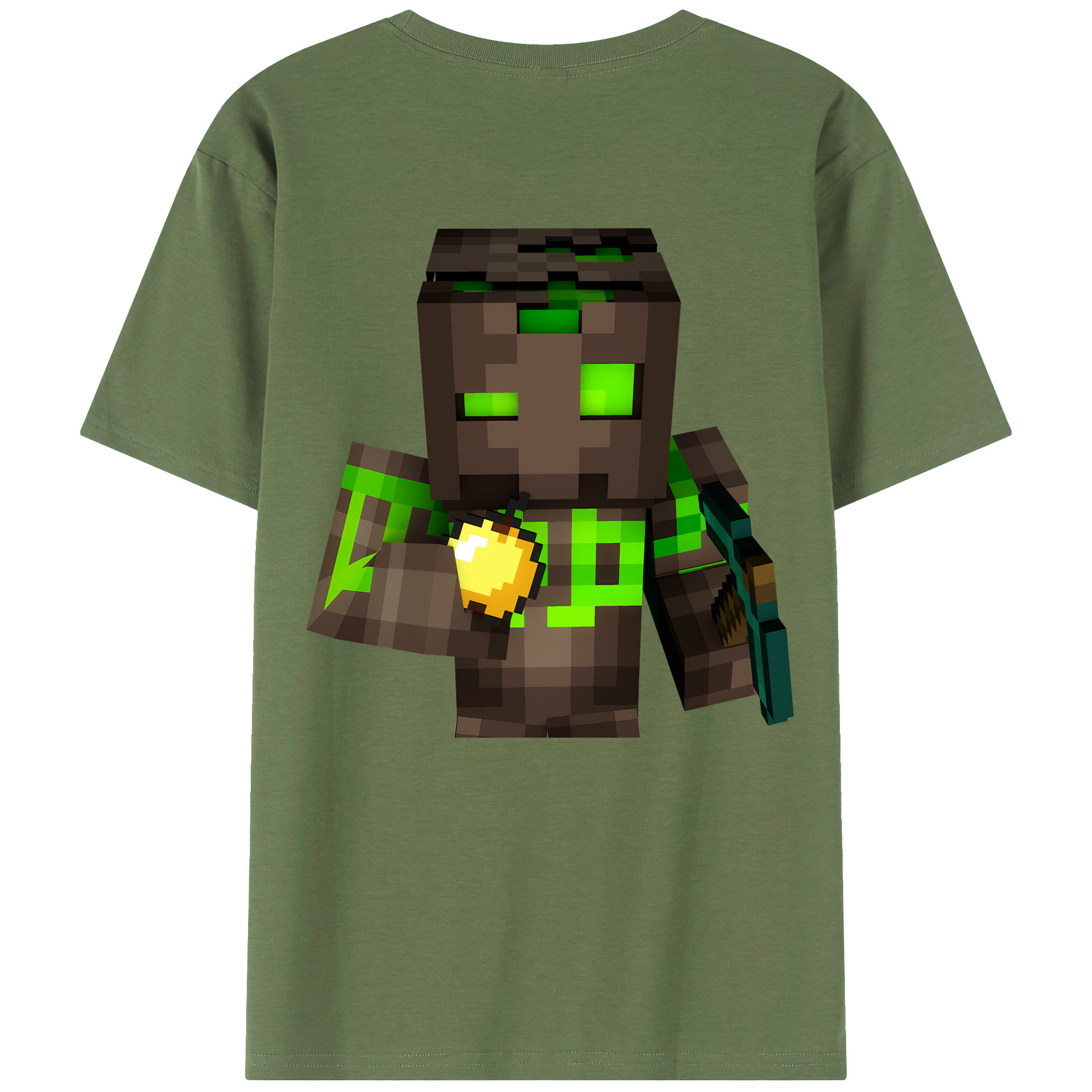 （画像用） マインクラフト ブロックの世界 Minecraft MC Block world 綿100％ メンズ半袖Tシャツ（バックプリント） 通気性